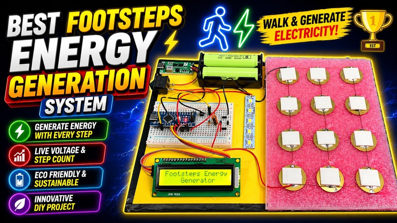 How to make Footsteps Power Generation System using Arduino || Best Science Project 