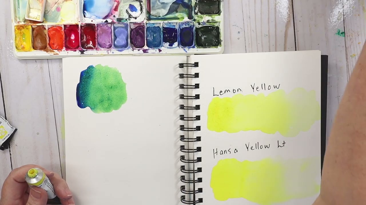 Daniel Smith Watercolor comparison Lemon Yellow and Hansa Yellow Light