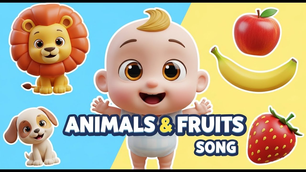 Animal Song 🐶 + Fruits Song 🍎 | Learn Animals & Fruits for Kids | Fun Nursery Rhymes