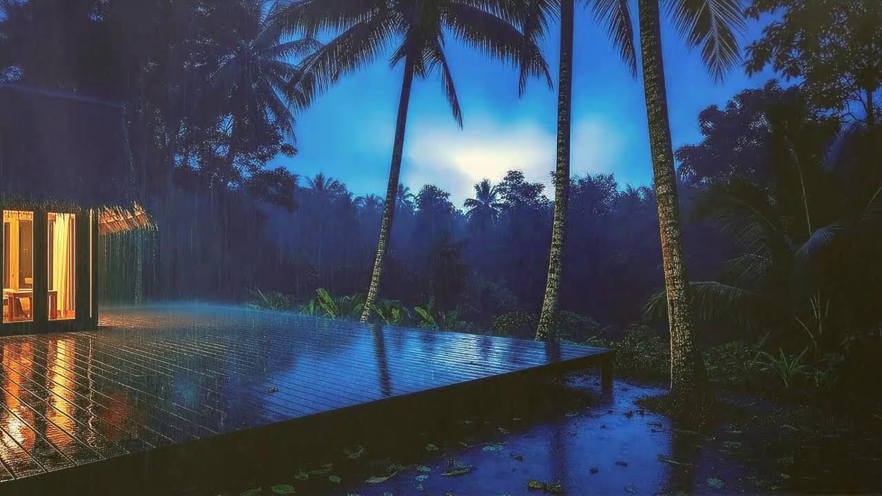 Quick Sleep with Warm Rain Sounds and Low Storm at Cabin Terrace 🌧️