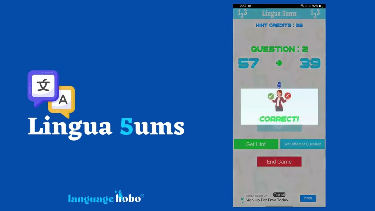 Lingua Sums Language/Math App - Practice Numbers in 40 Different Languages
