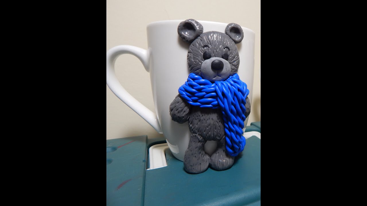 DIY Bake clay I Bear mug ʕ &bull;ᴥ&bull;ʔ DIY S&uuml;thető gyurma, Maci b&ouml;gre