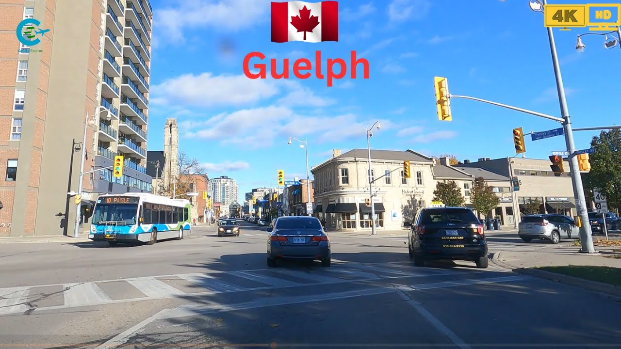 Driving to Guelph Tour 4K HDR | Virtual Driving Tour Downtown Guelph Canada
