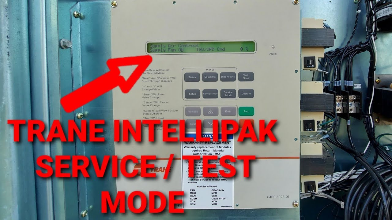 TRANE INTELLIPAK SERVICE TEST MODE