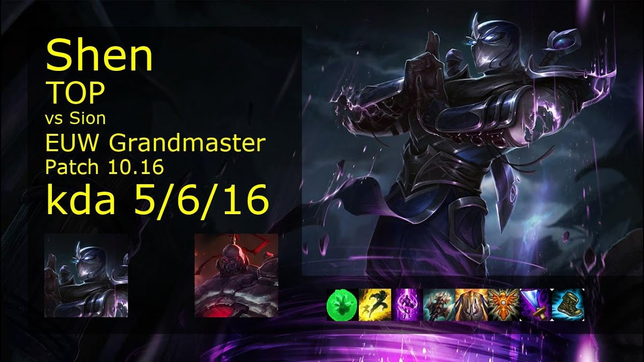 Shen Top vs Sion - EUW Grandmaster 5/6/16 Patch 10.16 Gameplay
