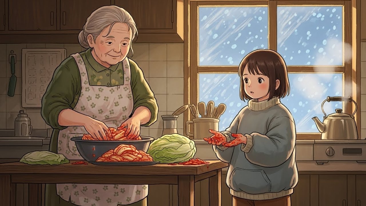 Helping Grandma Making Kimchi in Winter | Peaceful | ghibli style ASMR | Ghibli Life ASMR