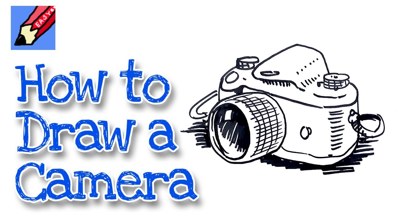 How to draw a Camera Real Easy | Step by Step with Easy, Spoken Instructions