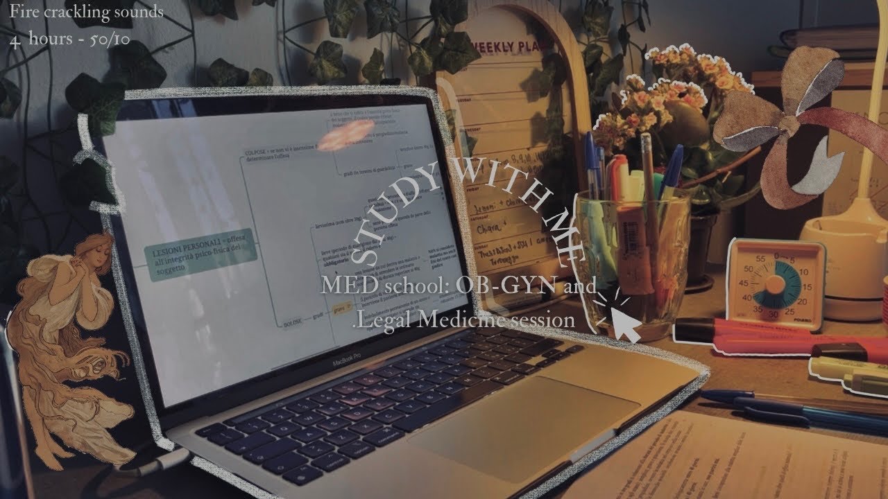 4-Hour OB-GYN and Legal Medicine | Study With Me (50/10) | Revision + Fire Crackling Sounds🪐💌🕯️🥀