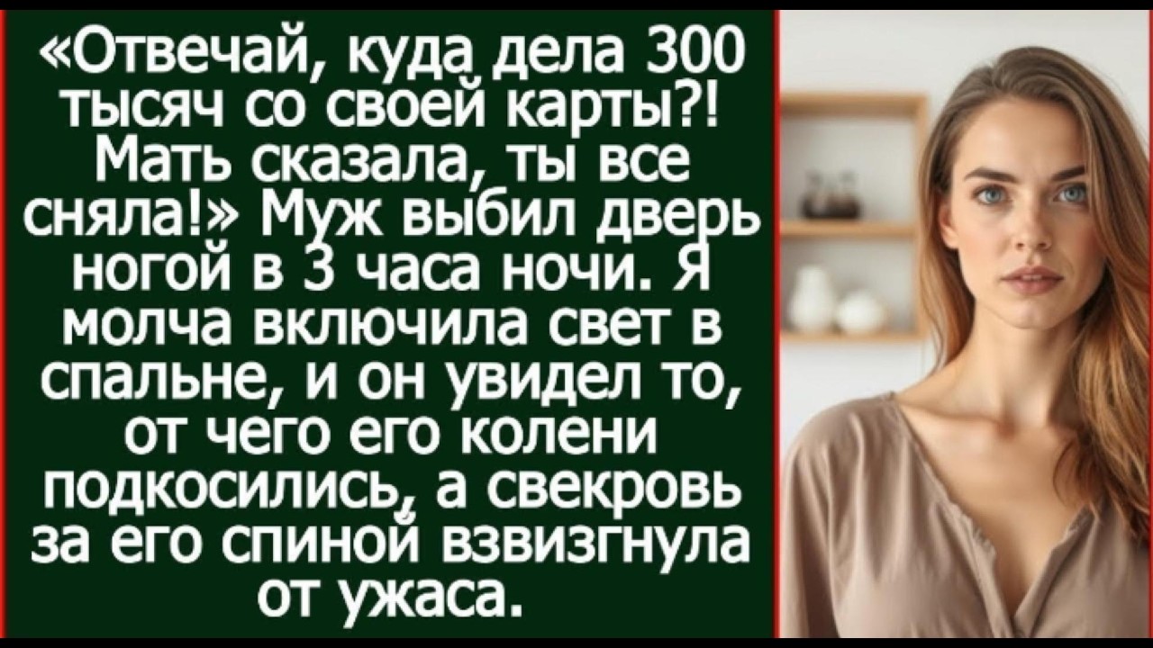 Отвечай, куда дела 300 тысяч со своей карты?! Мать сказала, ты все сняла! Заорал муж.