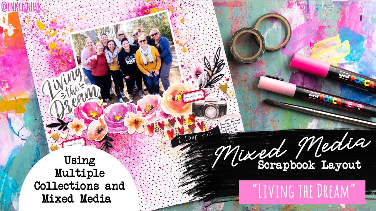 USING MULITPLE COLLECTIONS // MIXED MEDIA SCRAPBOOK PAGE 