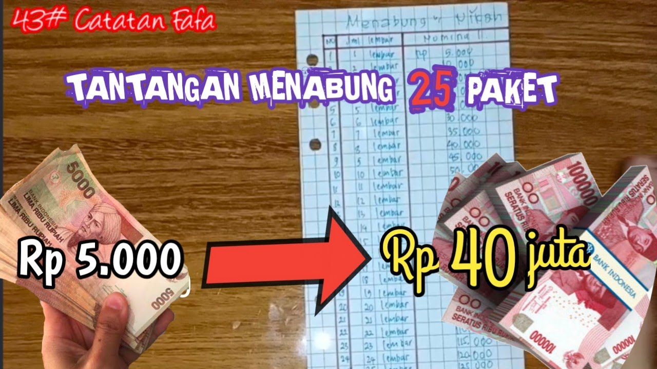43# TANTANGAN MENABUNG 40 JUTA DARI NOMINAL 5000 | Menabung untuk beli MOTOR dari 5K/5 RIBU/5.000