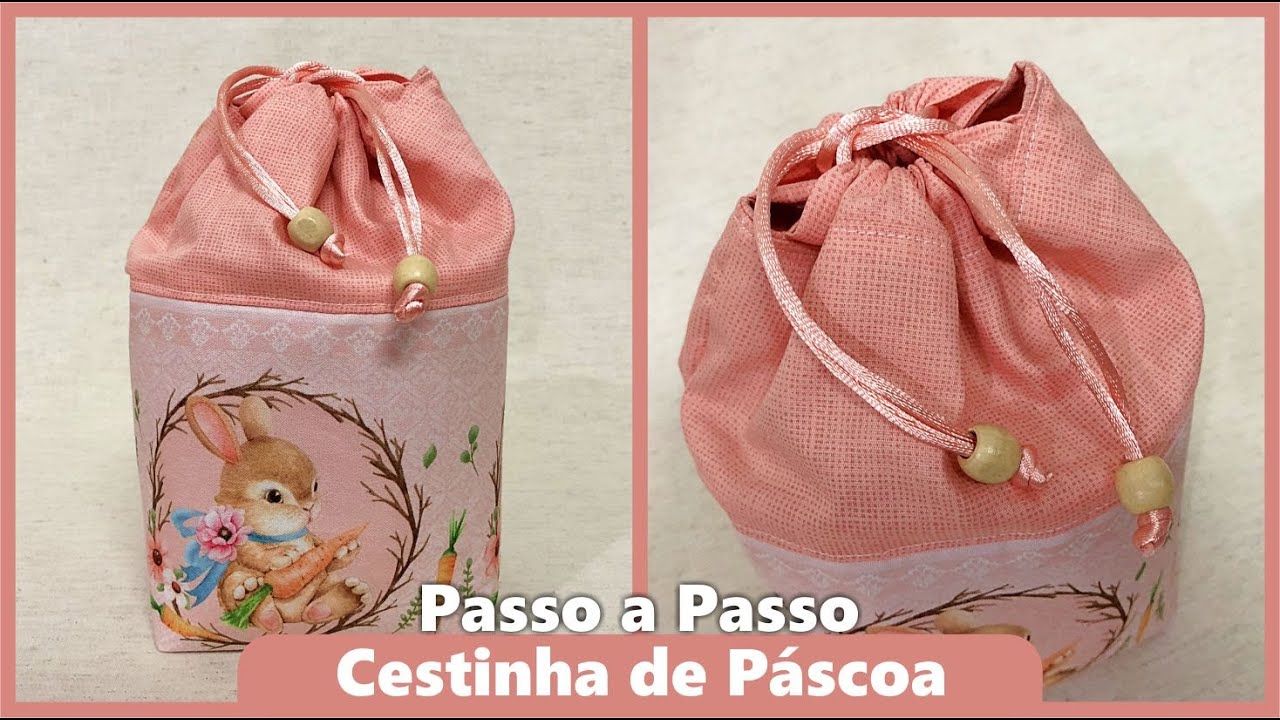 Passo a Passo Cestinha Porta Chocolate de Pascoa Com Tecido de Barrado por Marcela Datti - Loja Tear