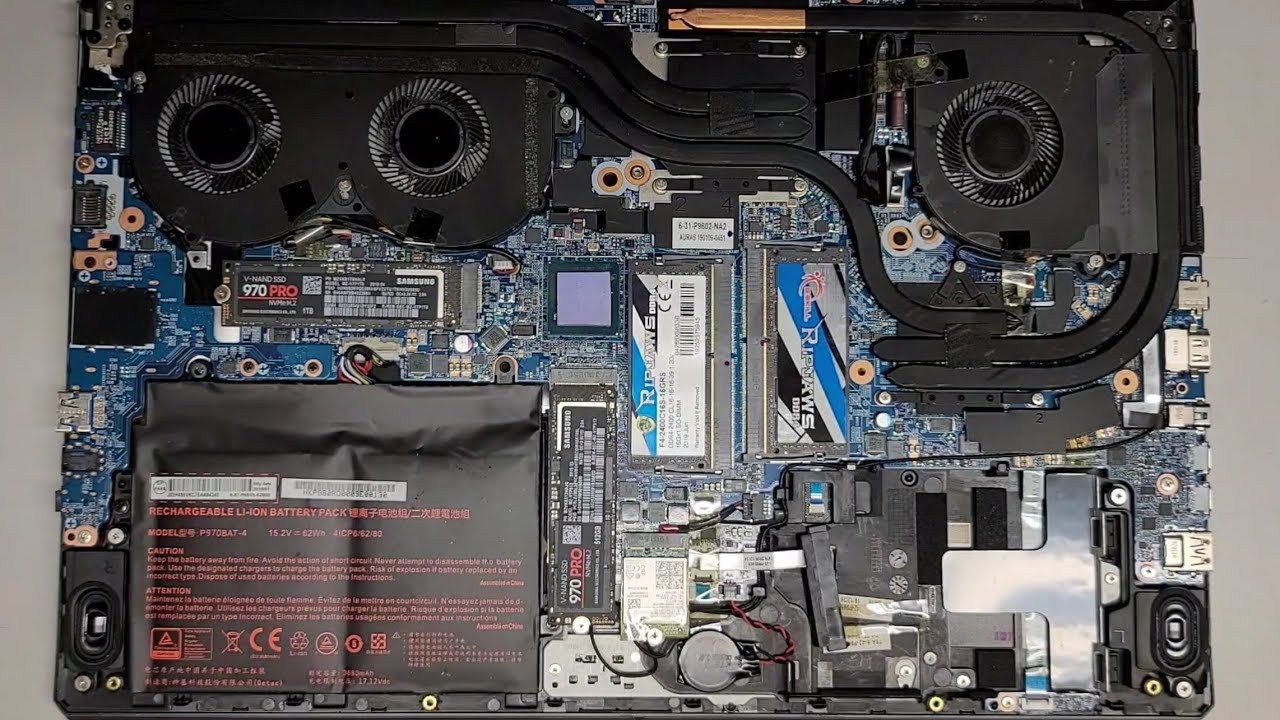 Clevo Notebook Computer P960RD Disassembly RAM SSD Hard Drive Upgrade Battery Fan Replacement Repair