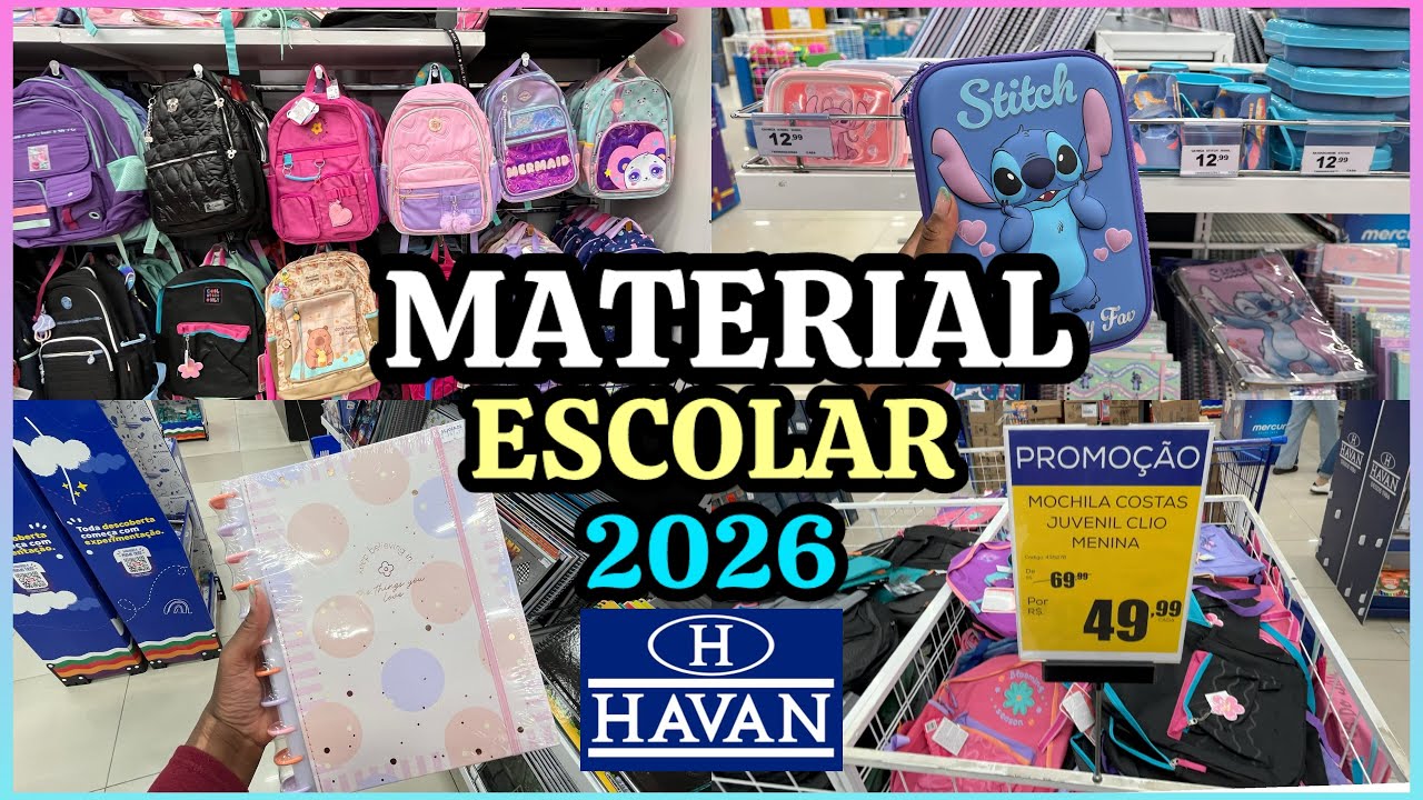 MATERIAL ESCOLAR 2026 NA HAVAN|PROMOÇÕES DE CADERNO E MOCHILA 🎒(parte 02)