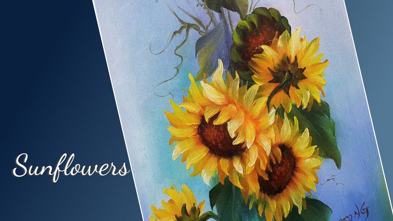 해바라기 그리기 | How to paint Sunflowers | Easy Drawing Sunflowers | Oil painting flowers