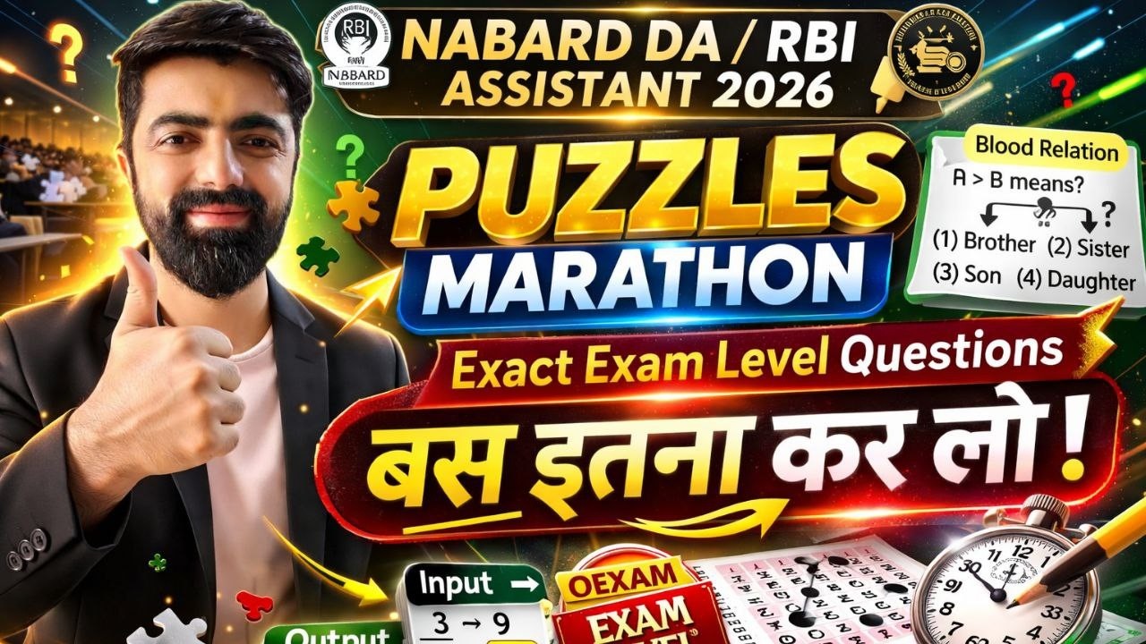 NABARD DA/RBI Assistant Pre 2026 Puzzle Marathon, Exact Exam Level || By Dhruva Sir.....