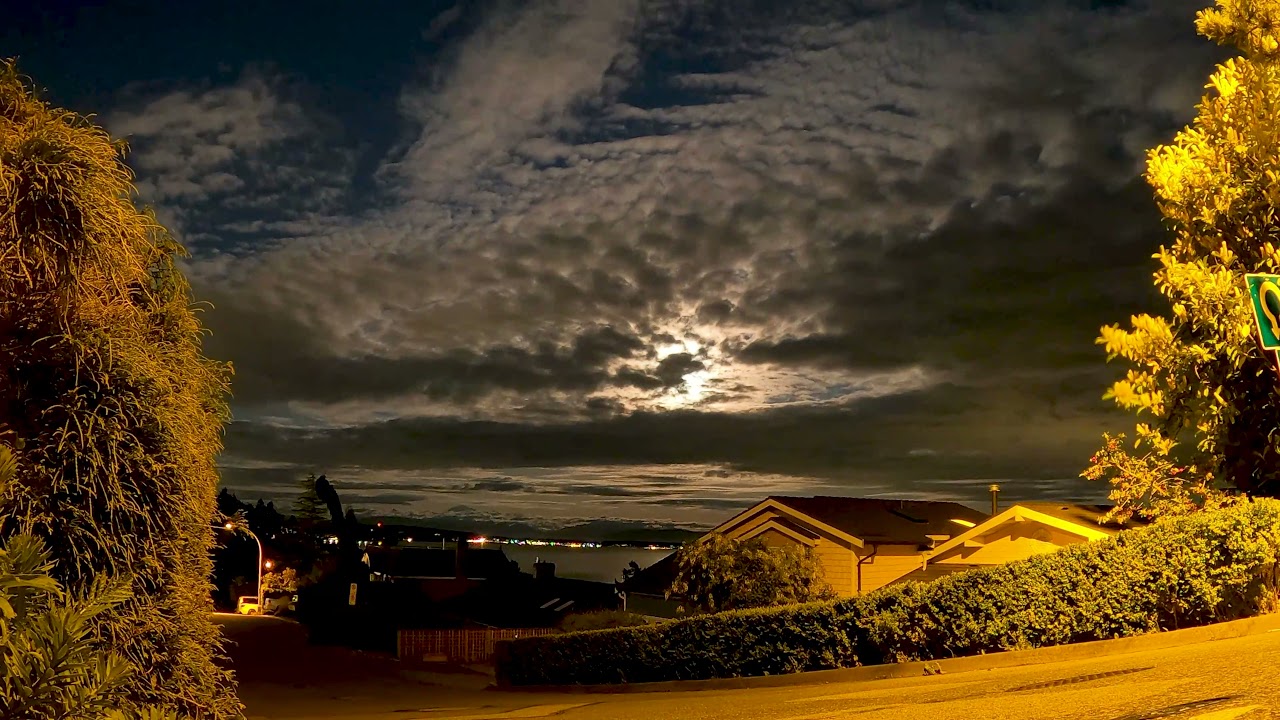 Blood Moon Over White Rock BC Canada Shot on Gopro Hero 8 Black Timelapse 4K Longest Pier