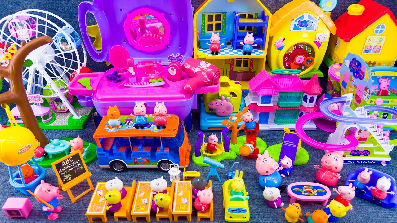 18 Minutes Satisfying Unboxing Peppa Pig School Playset, Peppa Pig Playground Slide Toys Review