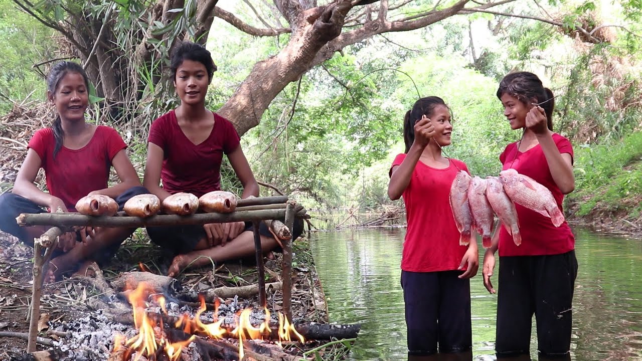 Cooking 4 Red fish with Hot chili sauce and Eating delicious - My Natural Food Ep 14