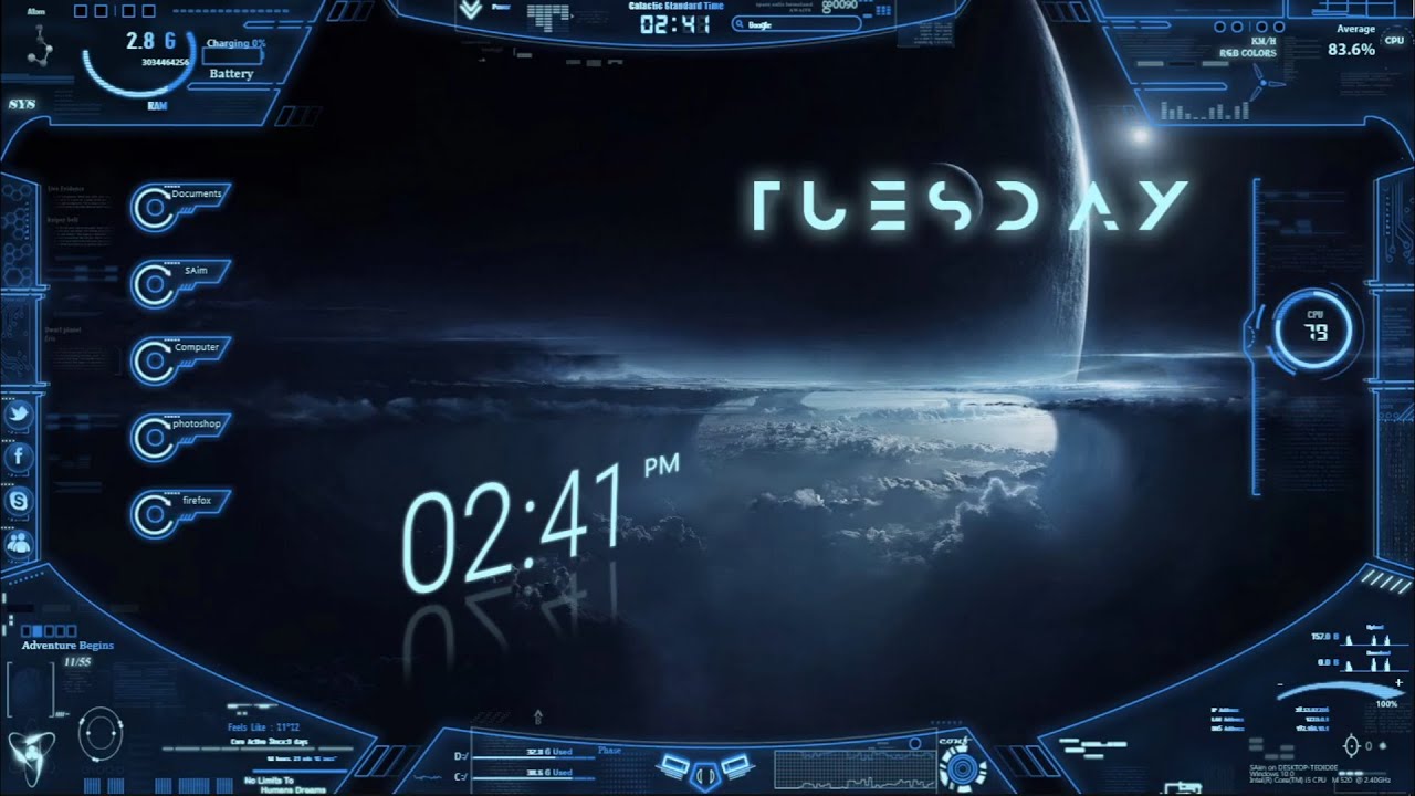 Скины Neon Space для Rainmeter для Windows 10 / улучшенный внешний вид, простая настройка | HaTRiX GaMinG