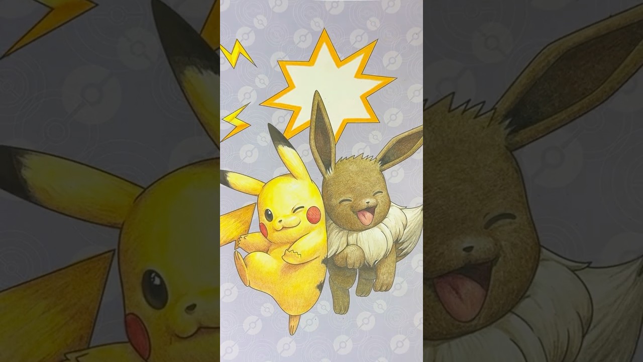 Coloring Pok&eacute;mon like a pro🤗#art #pokemon #pikachu #eevee #coloringbook