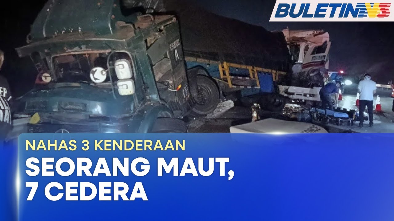 KEMALANGAN | Seorang Maut, Tujuh Cedera Nahas Bas Ekspres Dengan Dua Lori