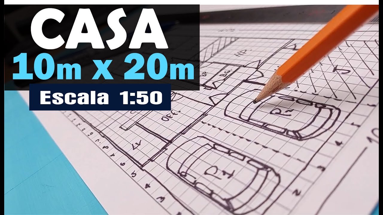 🏡📐 Dibuja el plano de una casa 10m x 20m Única planta 📏🏡