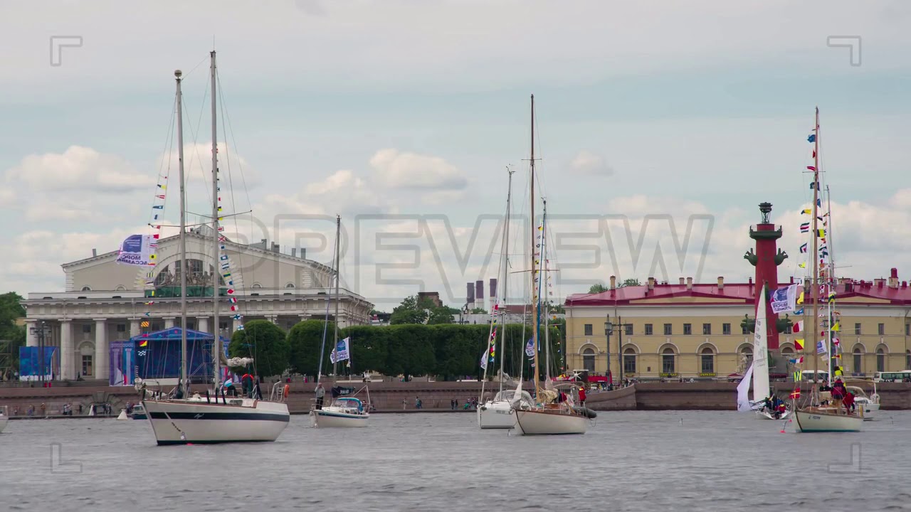Boats On The Neva River | Stock Video - Motion Array