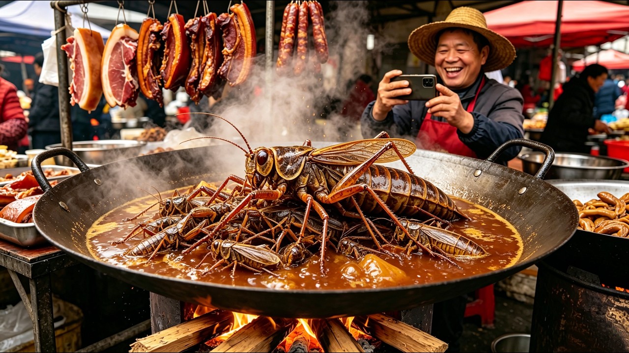 Beijing Shahe Market Madness! Explosive Crunchy Fried Grasshoppers &mdash; Must-Try!🔥