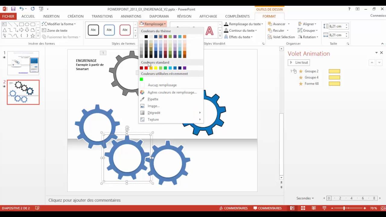 Powerpoint 2013 : Comment faire un engrenage avec un graphique Smartart sur Powerpoint en moins de 3
