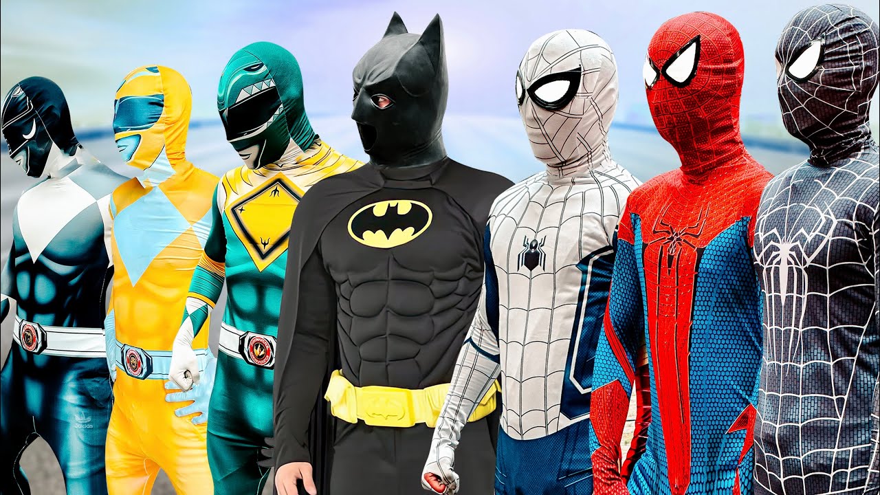 TEAM SPIDER-MAN vs BAD GUY TEAM | The Battle of BAT MAN, GREEN RANGER, BLACK RANGER ( Live Action )