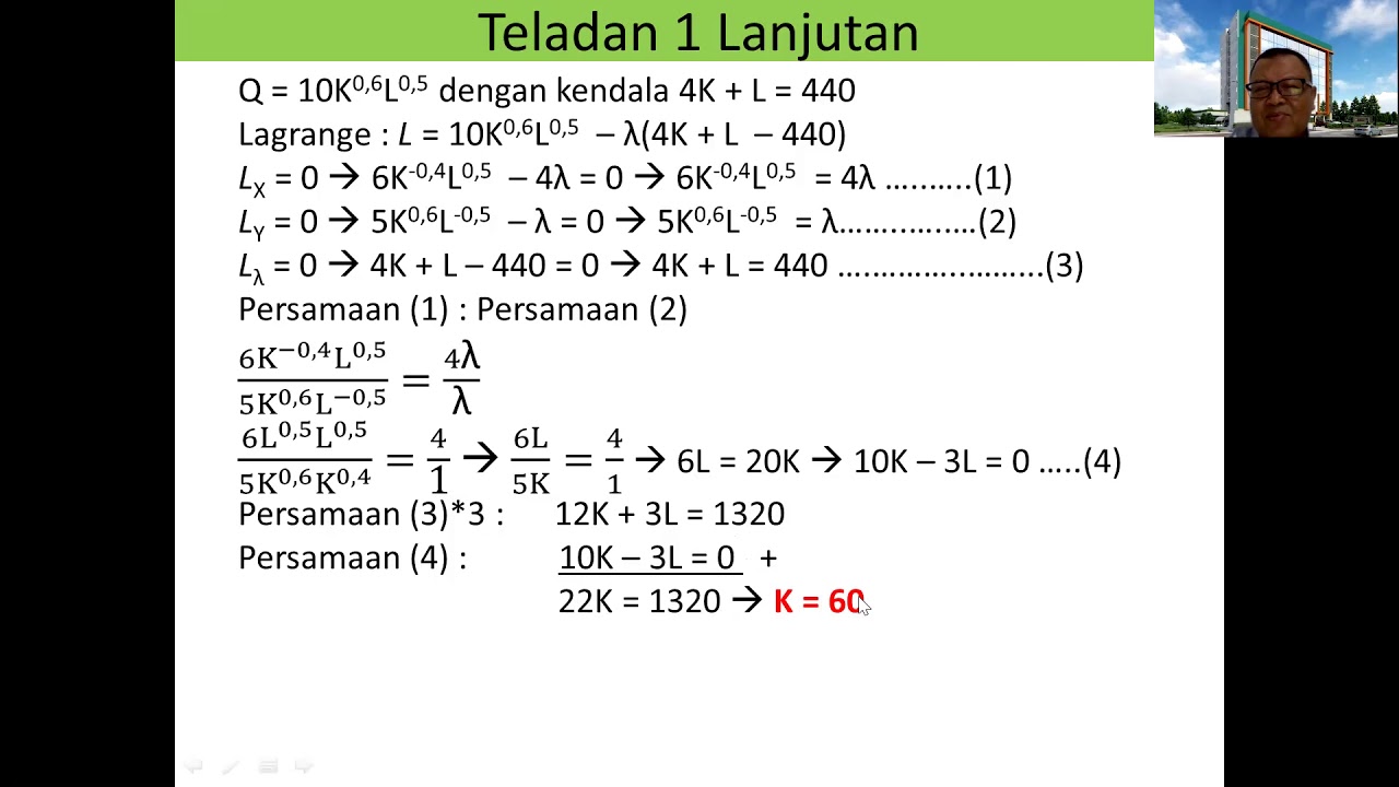 Penerapan Optimalisasi Fungsi Berkendala Konsep Produksi