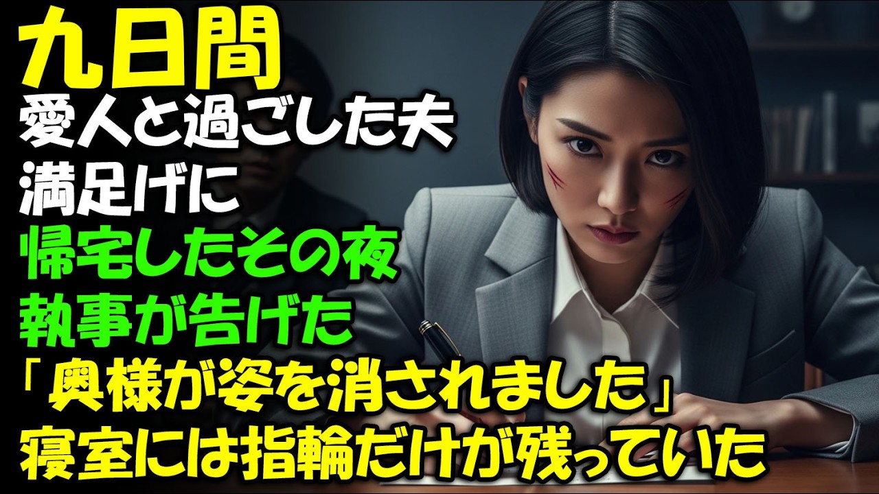 九日間、愛人と過ごした後、満足げに帰宅した夫。執事が告げた。「奥様が姿を消されました」寝室には荷物が残ったまま、机の上には指輪だけが置かれていた。