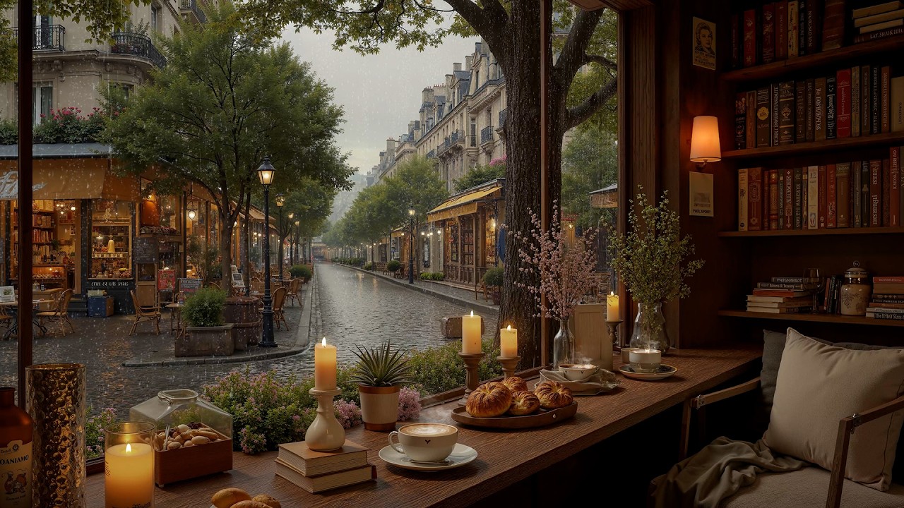 Relaxing Rainy Day with Jazz | Soft Jazz and Crackling Fireplace to Study and Work