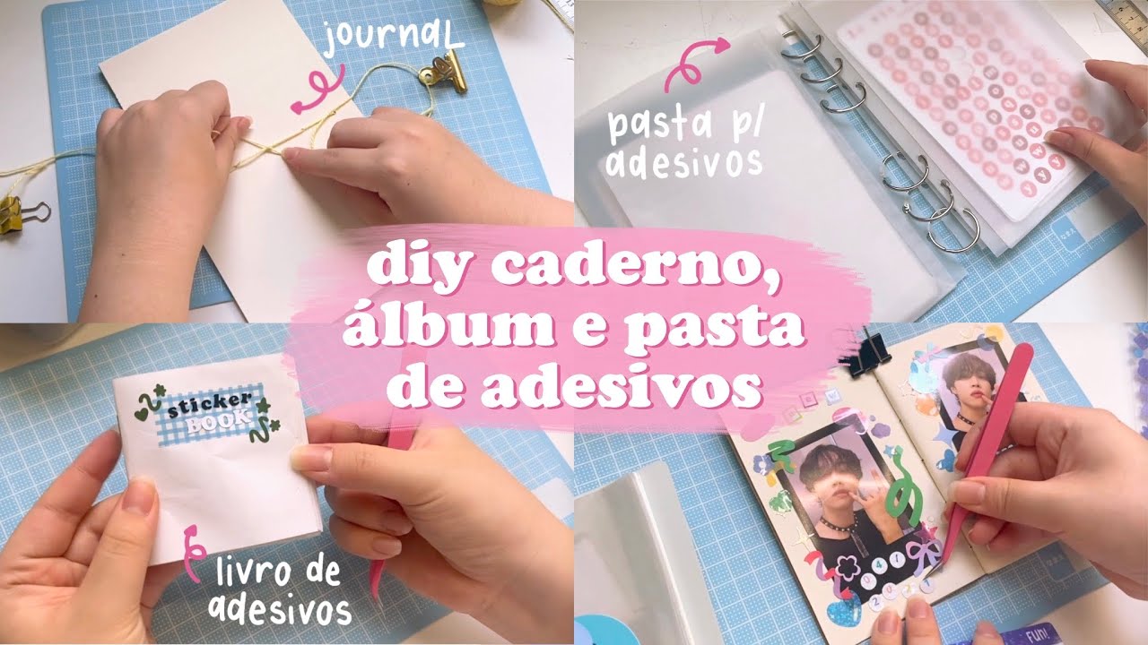 fazendo caderno, álbum e pasta de adesivos 🎨 diy comigo + decorando um novo journal | daniela kang