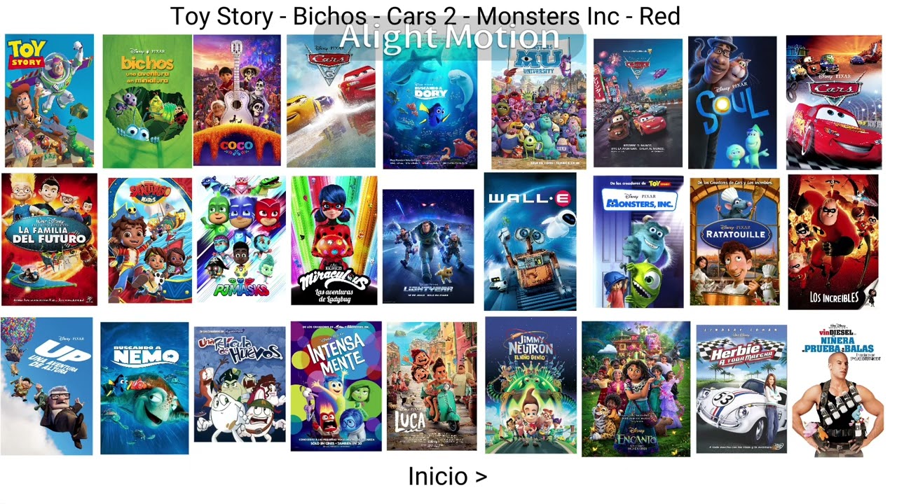 Toy Story - Bichos - Cars 2 - Monsters Inc - Red 42 En 1 DVD Menu