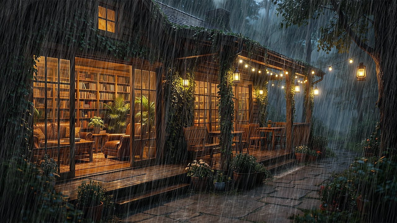 Rainy Night Glow at a Wooden Cabin | Soft Rain Sounds for Deep Sleep