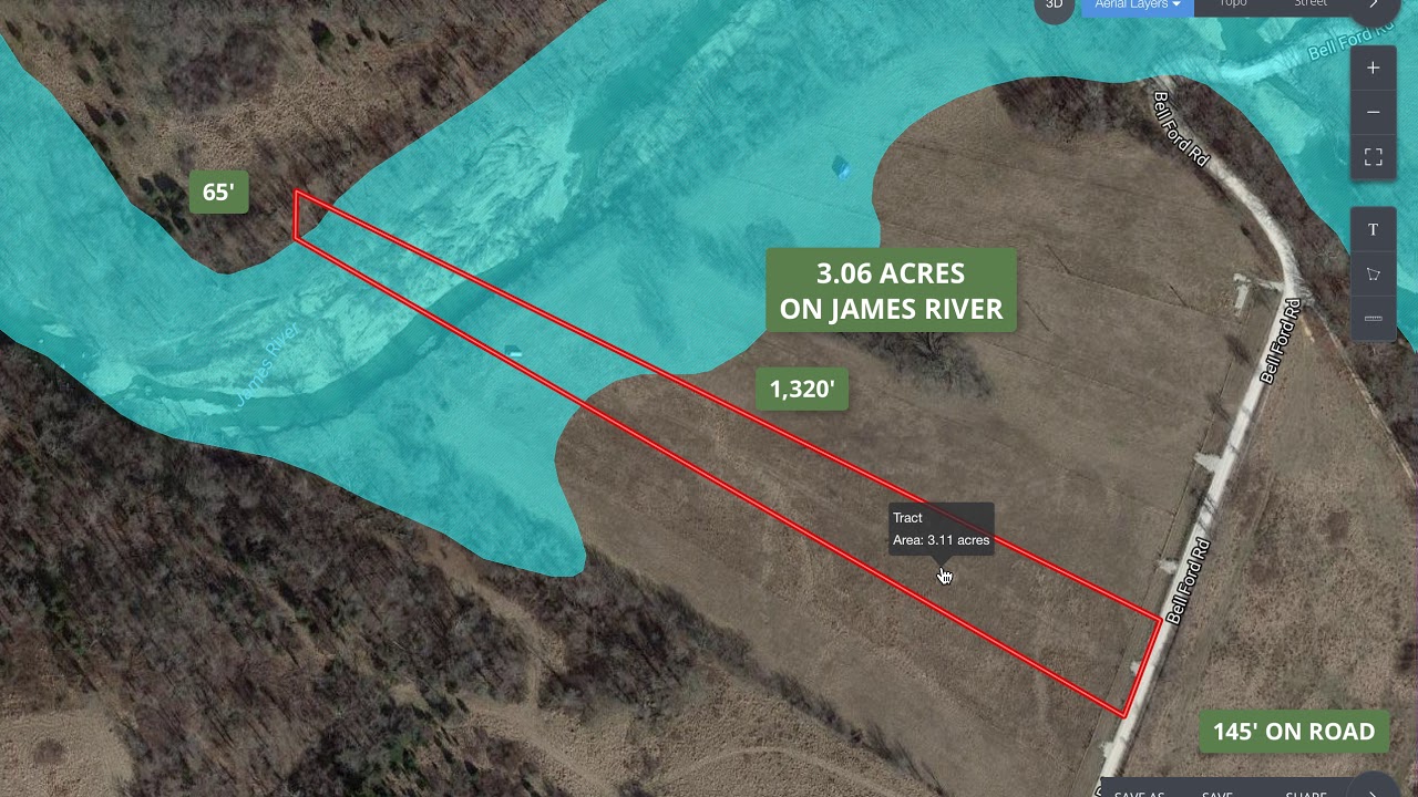 $500 down payment - 3 acres ON James River in the Ozarks! - InstantAcres.com - ID#JR06