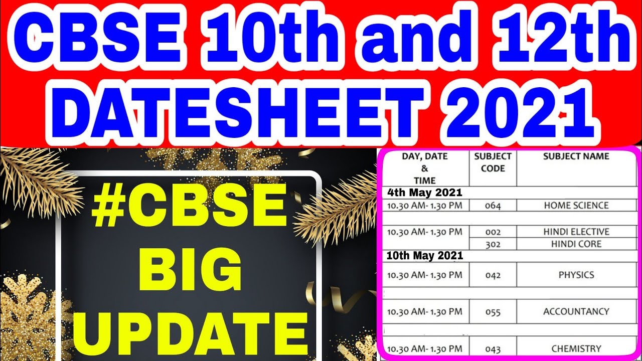 CBSE 2021 BOARD DATESHEET | 10th & 12th Big Update | New Year Special