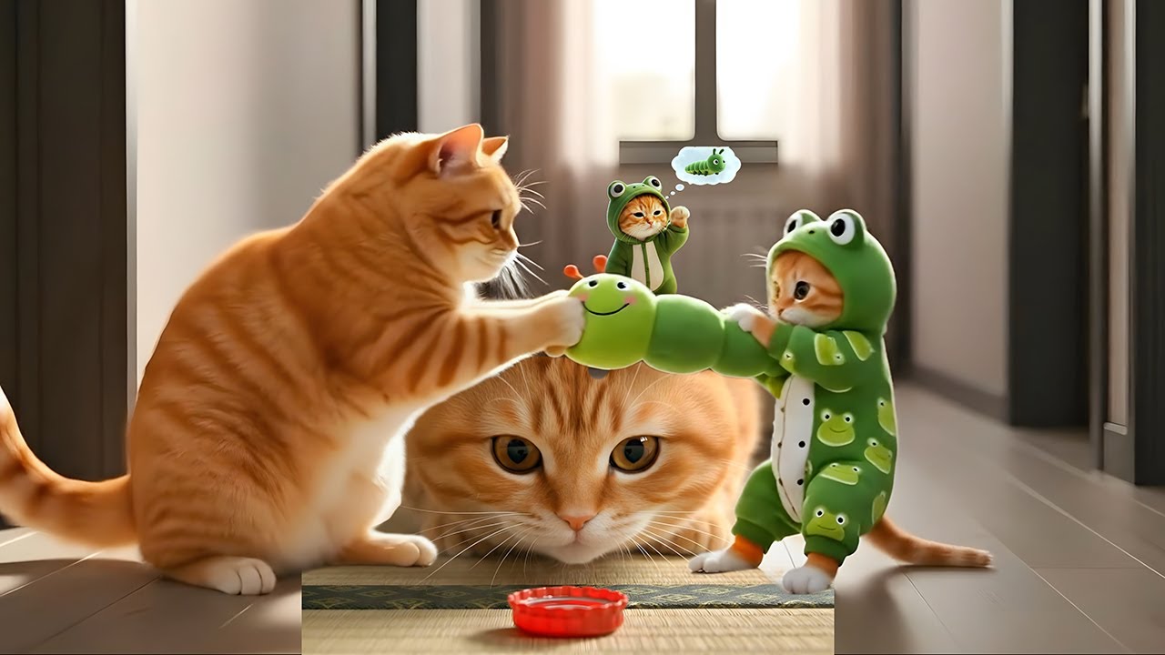 Ginger Kitten’s Smelly Secret Leads to Mama Cat’s Big Surprise