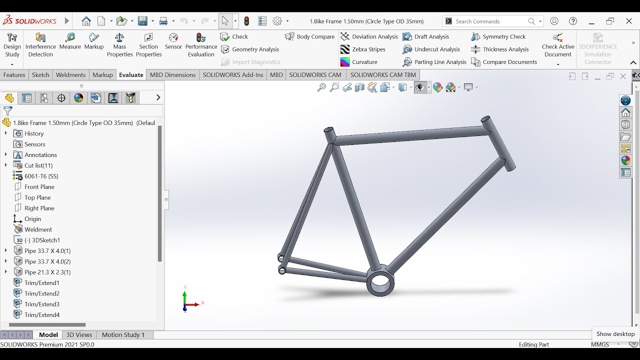 Solidwork Tutorial | Bicycle (Bike) Frame and Layout Design. 3D Sketch, Weldment, Editing Weldment