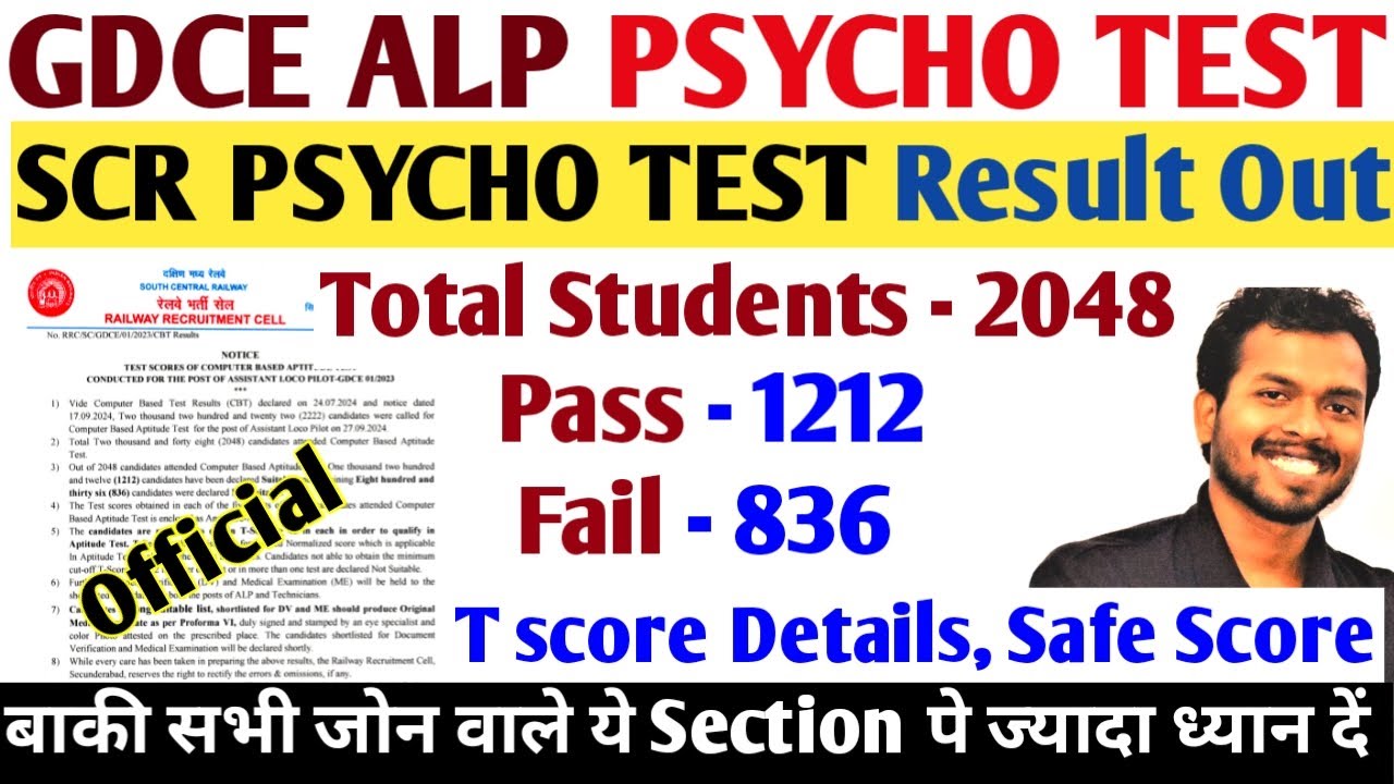 GDCE SCR ALP Psycho Test Result Out | T Score Details, Safe Score in Each Sections | #GdceAlpPsycho