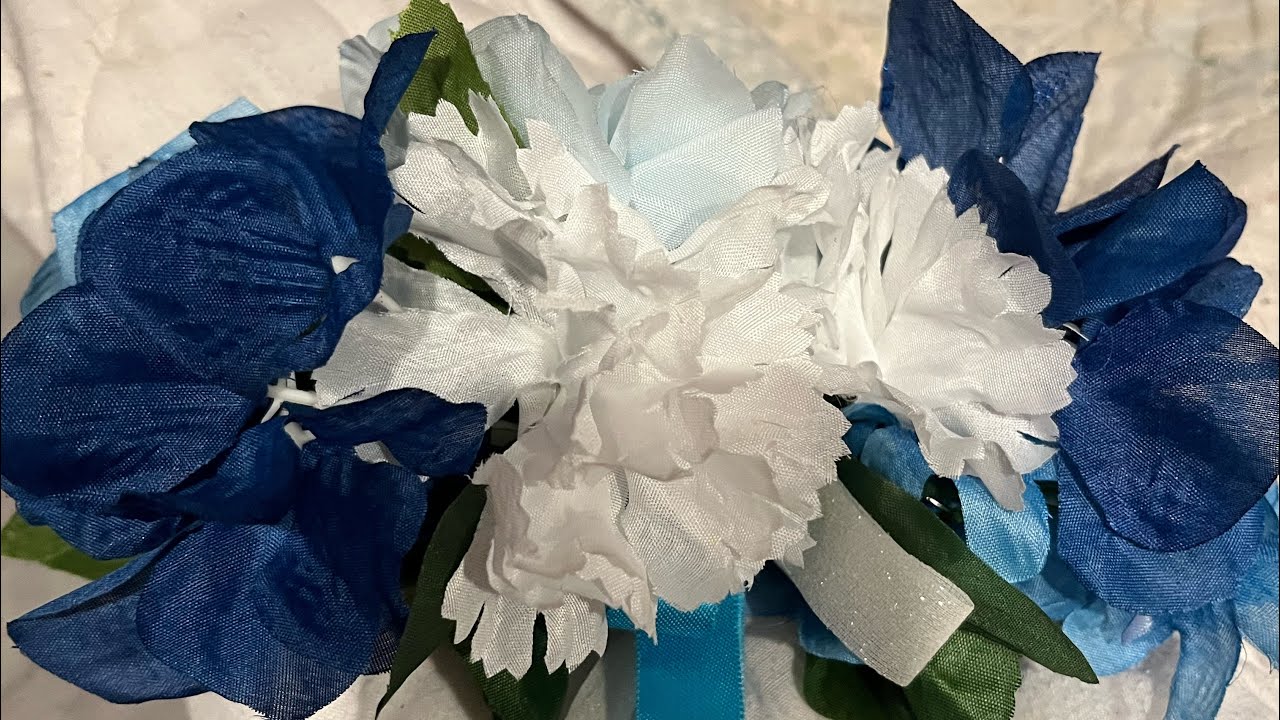 How to make a DIY wristlet corsage or boutonniere with silk flowers ￼