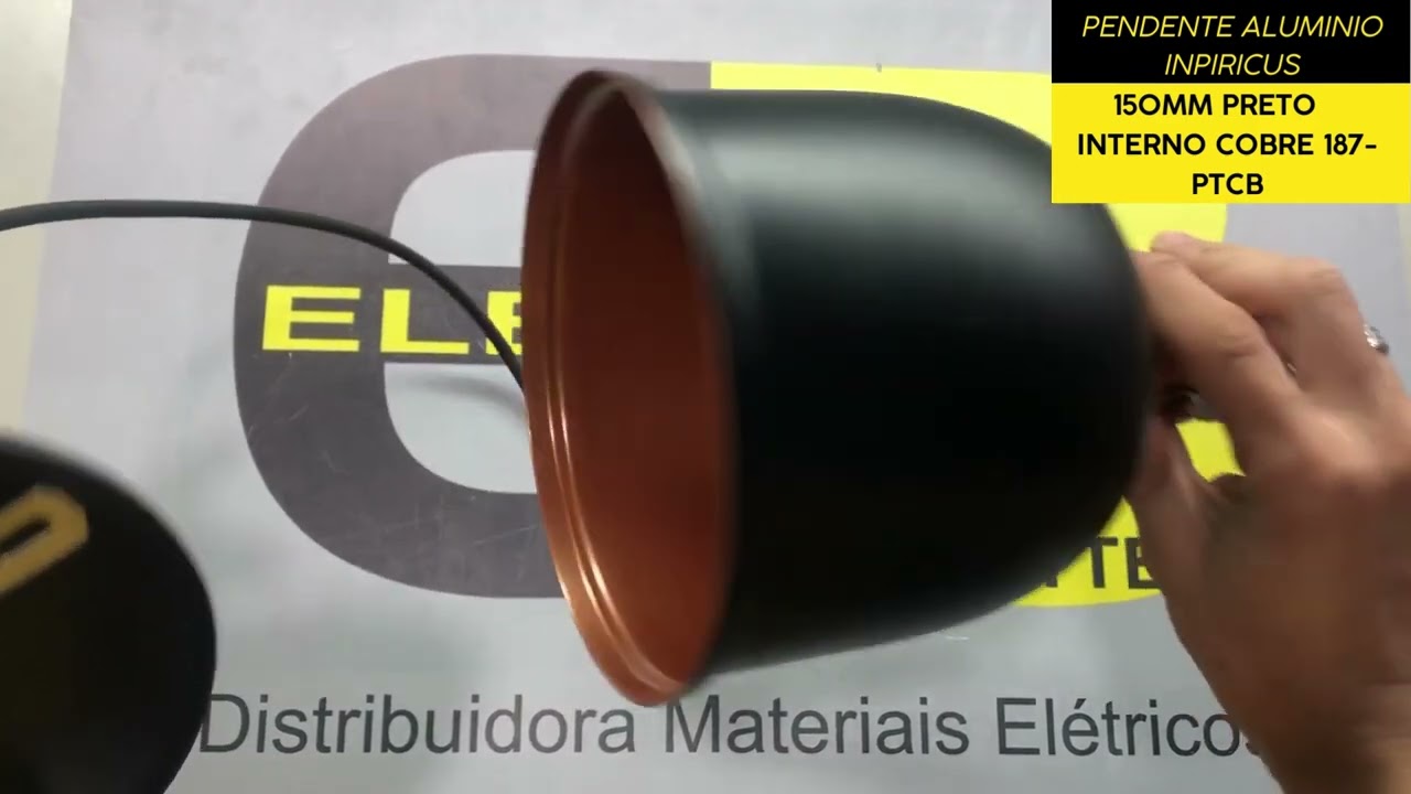PENDENTE ALUMNIO IMPIRICUS 150MM PRETO INTERNO COBRE 187-PTCB  / EL&Eacute;TRICA BICHUETTE