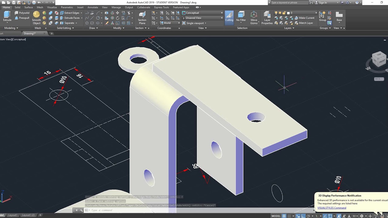 Autocad 2019 - Tutorial 11: Solid Editing