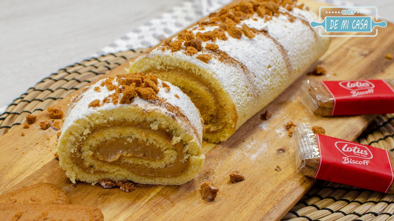 😱 Brazo de Gitano Relleno de Crema Pastelera y Galletas Lotus | Brazo de Reina 😍