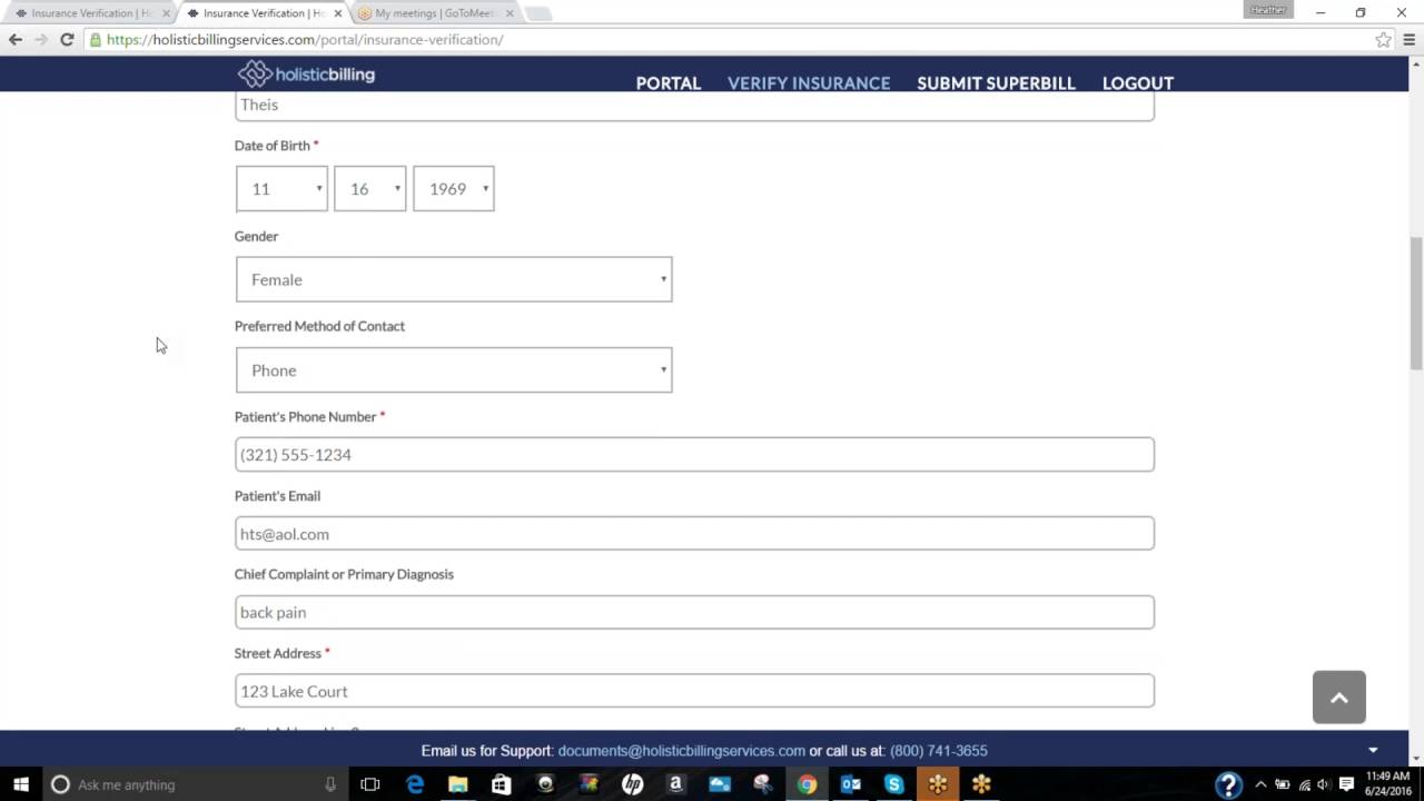 How to Send an Insurance Verification to Holistic Billing Services