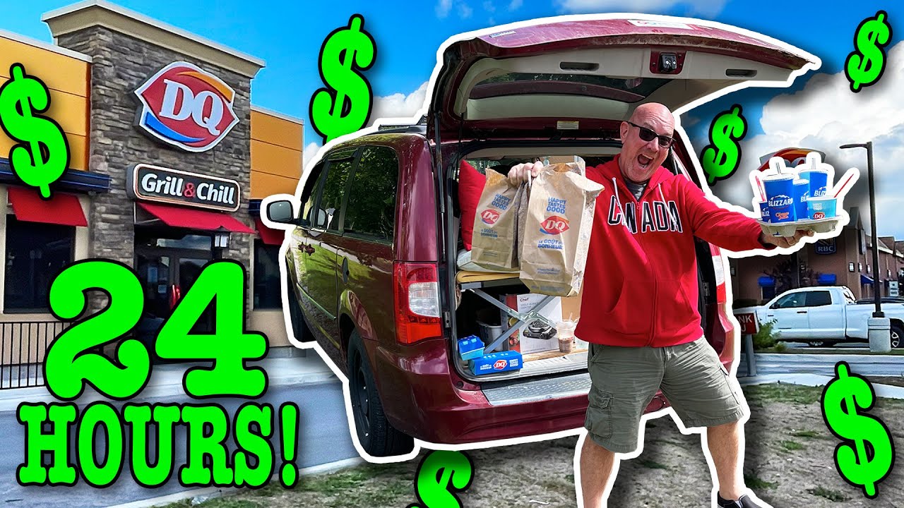 Eating at Dairy Queen for 24 HOURS & Stealth Camping