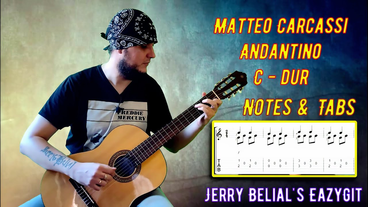 Андантино / М. Каркасси / Ноты / Табулатура /Matteo Carcassi - Andantino C - dur / Sheet & TAB'S