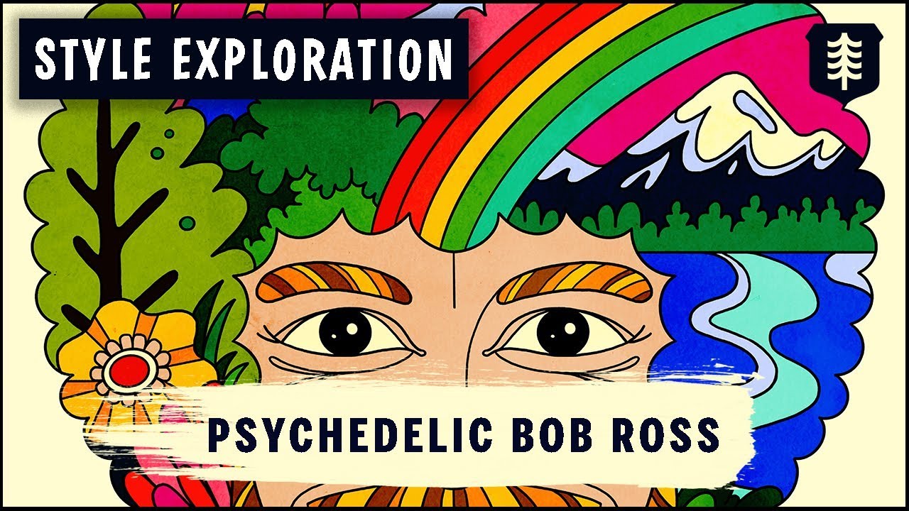 BOB ROSS in a PSYCHEDELIC 70s style - PROCREATE